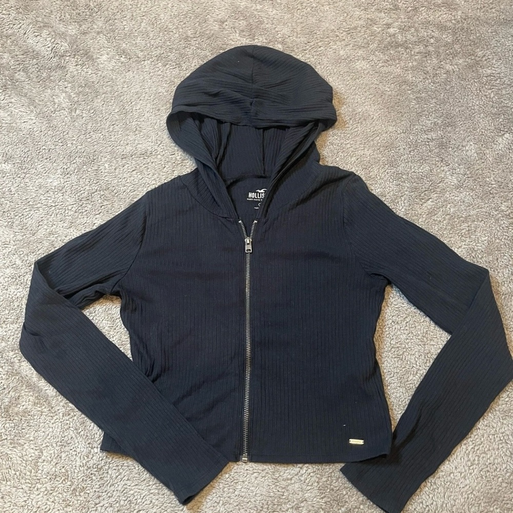 🍂Hollister Ribbed Long Sleeve Full Zipper Sweater